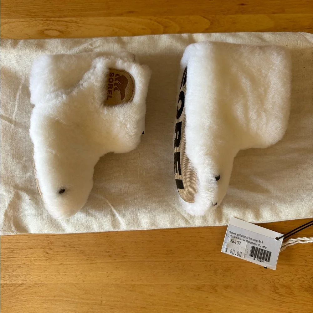 Sorel Infant Polar Bear Paw Booties White Unisex Size 5 Slipper Shoes